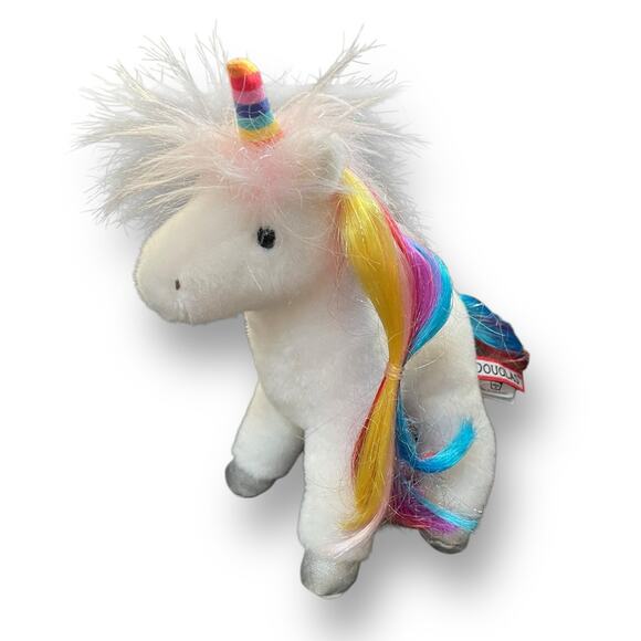 Douglas Unicorn Plush Elodie White & Senna Rainbow Nursery Decor 9” Lot of 2 - Picture 7 of 15